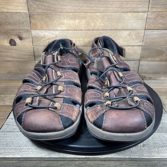Clarks Men’s Size 11 M Brown Adjustable Fit Slip On Outdoor Sandals Shoes - Picture 2 of 10